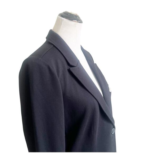 Miller Wendt Softknit Blazer Black Embroidered Crest Size Medium 2 Button Preppy - Picture 6 of 11